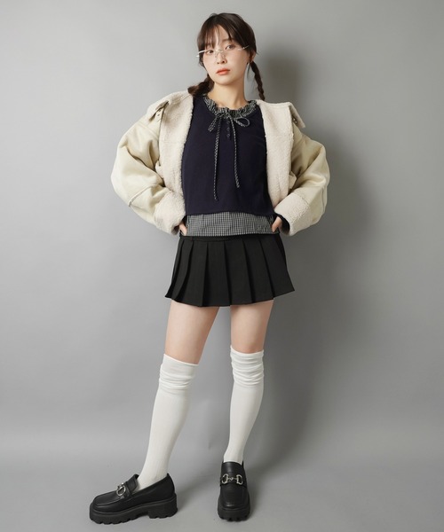 SPINNS（スピンズ） スカート インパンレイヤード風プリーツミニ