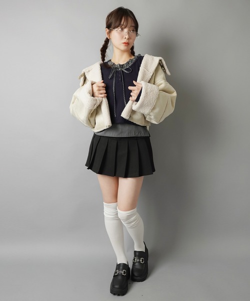 SPINNS（スピンズ） スカート インパンレイヤード風プリーツミニ