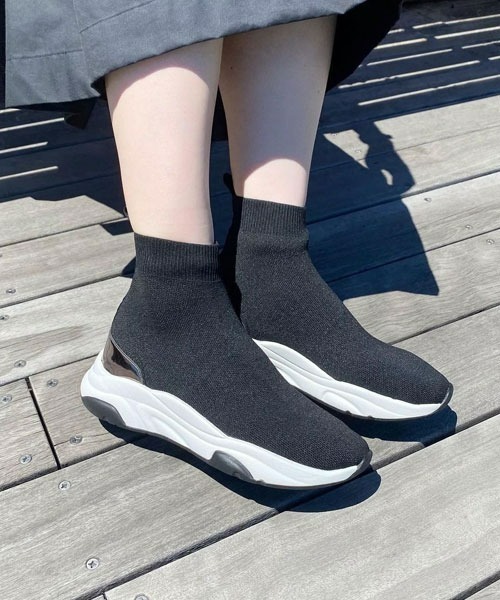 「+diana」 ハイカットスニーカー 24.5 ブラック レディース_画像8