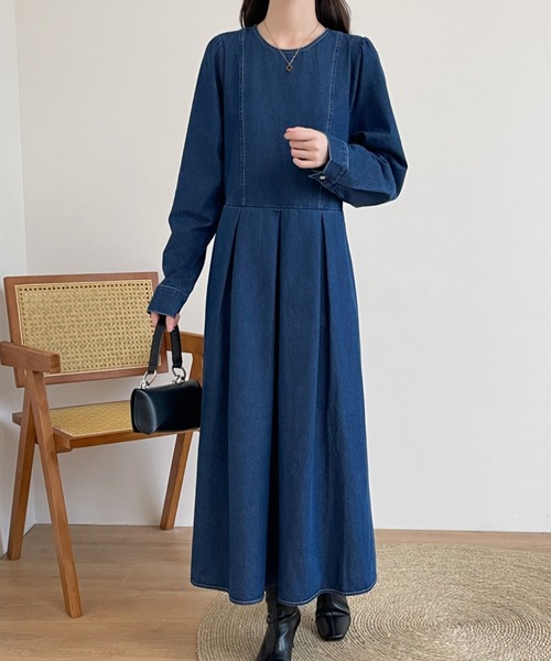 LEONARD42ワンピース長袖 レオナール ワンピース 長袖 カンカン素材 ロング 花柄 42 黒 青 紫