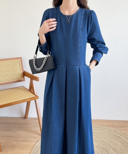 Diosfront 長袖ワンピース FREE ネイビー レディース : ZOZOTOWN Yahoo