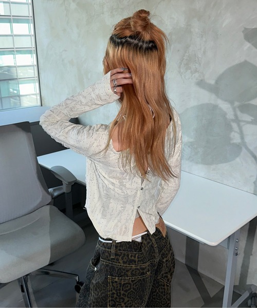 「sedacle girl」 カーディガン MEDIUM グレー レディース_画像3