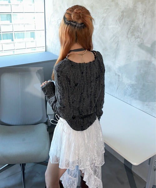 「sedacle girl」 カーディガン MEDIUM グレー レディース_画像8