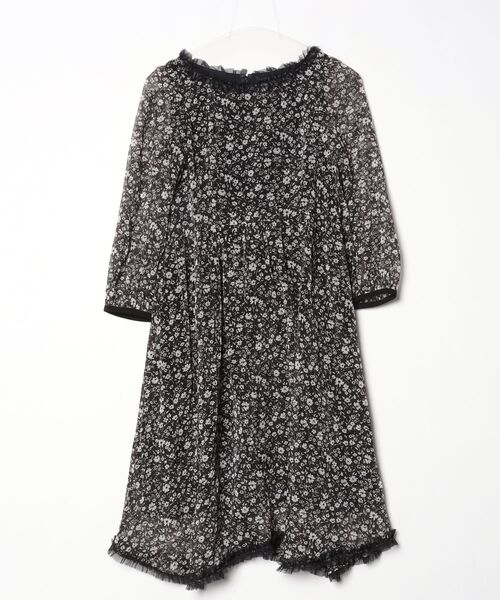 M'S GRACY（エムズグレイシー） 花柄7分袖ワンピース 36 ブラック