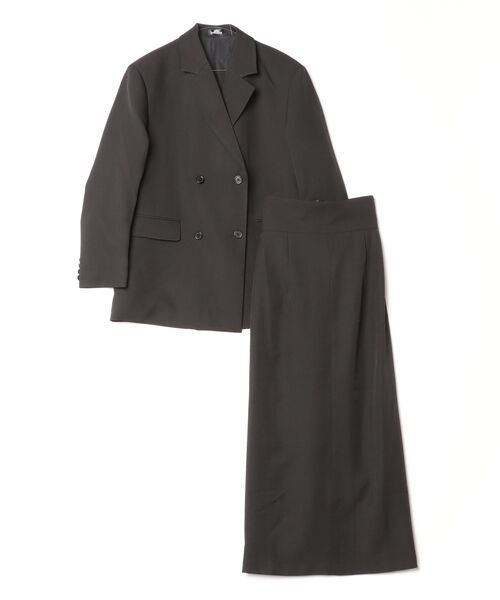 新品タグ付き未開封HTH ブルゾンスカート2点セットアップ　ブラック DIP IN CHOCOLATE セットアップ オーバーサイズダブルジャケット