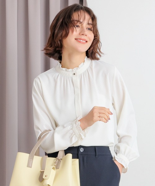 GLACIER lusso（グラシアルッソ） ブラウス シャツ スタンドフリル