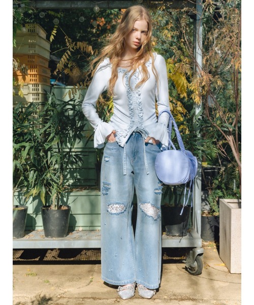 レースデニム　2XL FURFUR（ファーファー） ジーンズ デニム デニムパンツ レース