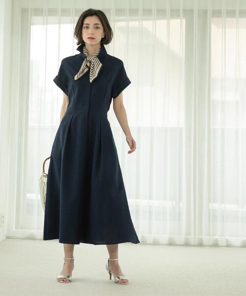 「OPAQUE.CLIP」 半袖ワンピース 38 ベージュ レディース_画像2