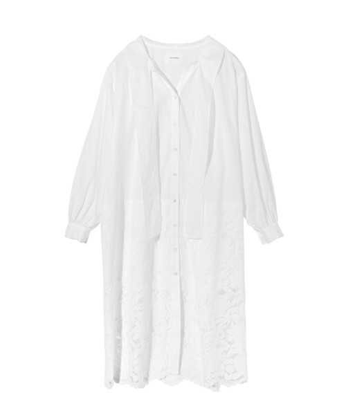 ワンピース MIDIUMISOLID for Ladies レースコンビシャツワンピース