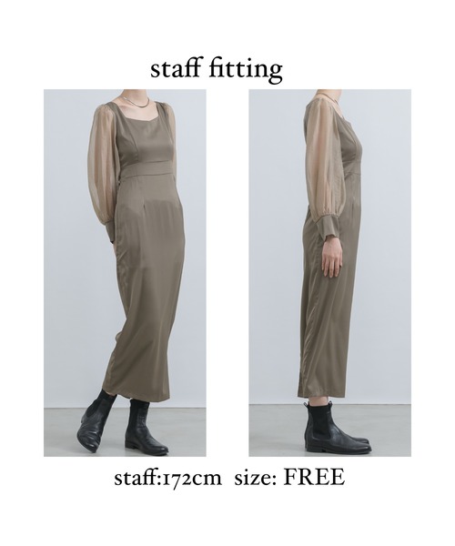 「NEUNA」 長袖ワンピース SMALL グレイッシュベージュ レディース_画像3