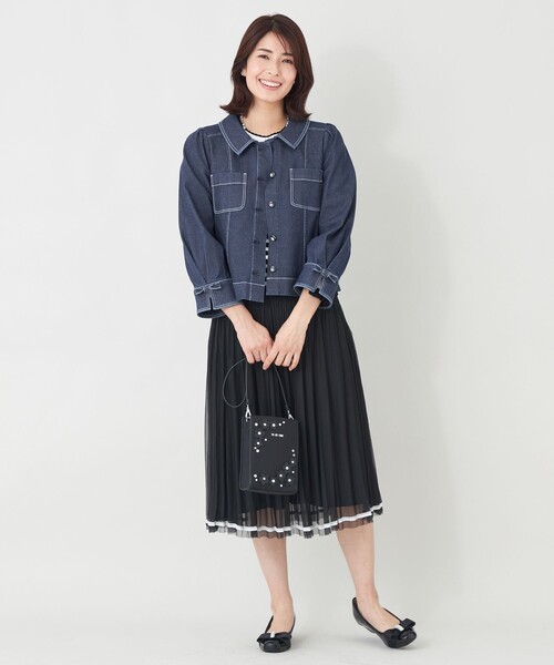 デニムジャケット gジャン エレガンスデニム ステンカラージャケット レディースの画像