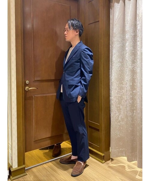 スラックス コットンブレンド　ウォッシャブル　プレーンフロント　トラウザーズ　TOKYO model メンズの画像