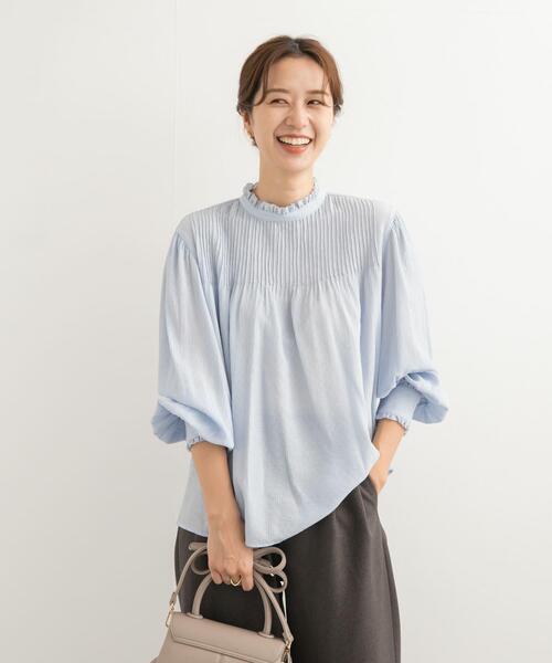 「URBAN RESEARCH DOORS」 長袖ブラウス MEDIUM ライトブルー レディース_画像9