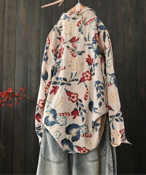 leurlogetteヴィンテージフラワー柄シャツブラウス ブラウス シャツ ヴィンテージフラワーシャツ レディース : ZOZOTOWN