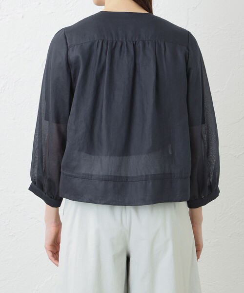 「AMACA」 ノーカラージャケット 40 ダークネイビー レディース_画像7