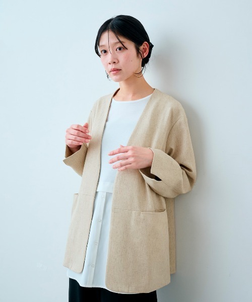 IEDIT（イディット） ジャケット ノーカラージャケット 洗えてしわに