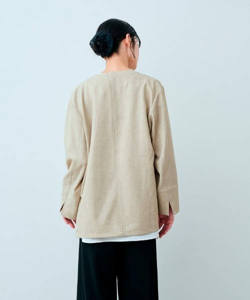 IEDIT（イディット） ジャケット ノーカラージャケット 洗えてしわに