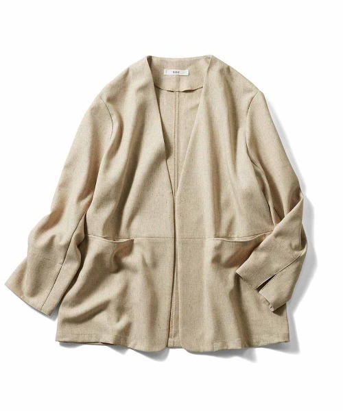IEDIT（イディット） ジャケット ノーカラージャケット 洗えてしわに 