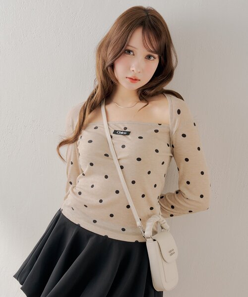 Chico（チコ） tシャツ スクエアネックドットトップス レディース