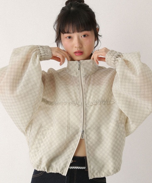 アプワイザーリッシェ　ZIPシアーブルゾン ホワイト　白　サイズ1（S相当） Heather（ヘザー） ブルゾン アウター ミニフリルシアーZIPブルゾン