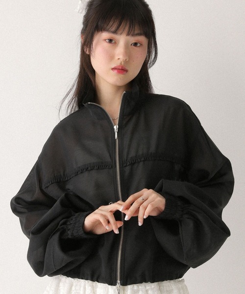 Heather（ヘザー） ブルゾン アウター ミニフリルシアーZIPブルゾン