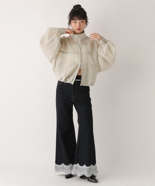 Heather（ヘザー） ブルゾン アウター ミニフリルシアーZIPブルゾン