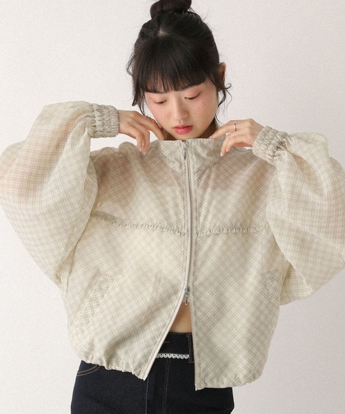 Heather（ヘザー） ブルゾン アウター ミニフリルシアーZIPブルゾン