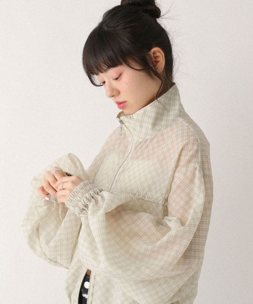 Heather（ヘザー） ブルゾン アウター ミニフリルシアーZIPブルゾン