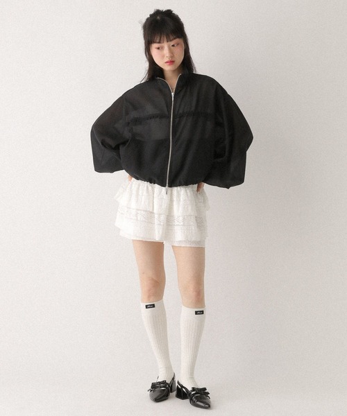 Heather（ヘザー） ブルゾン アウター ミニフリルシアーZIPブルゾン