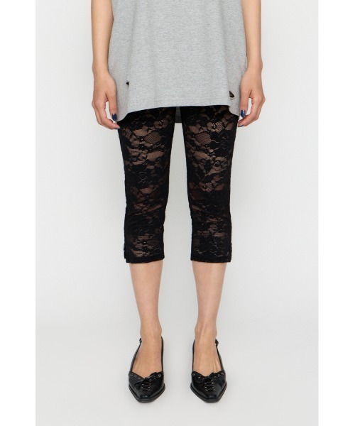 ROMEO GIGLI ブラック レギンス スパッツ LAGUA GEM（ラグアジェム） レギンス スパッツ MESH LACE CAPRI