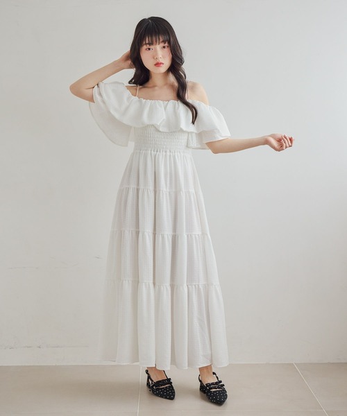 ワンピース 2WAYショルダーフリルワンピース　679986の画像