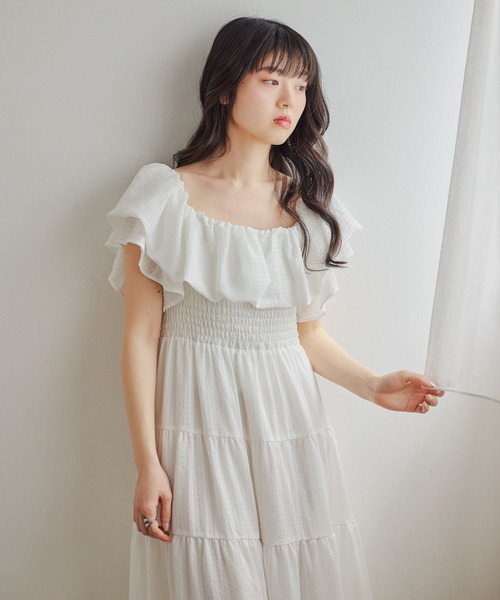 ワンピース 2WAYショルダーフリルワンピース　679986の画像