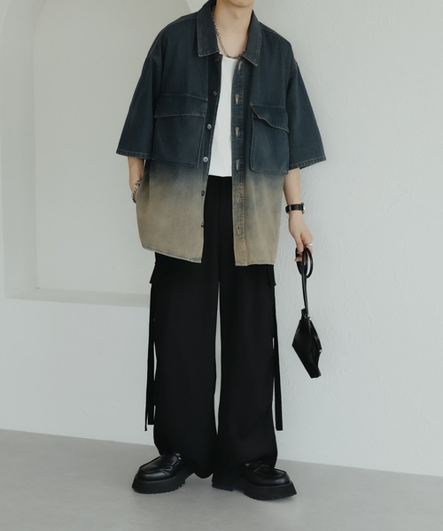 「epnok」 半袖シャツ LARGE インディゴブルー メンズ_画像2