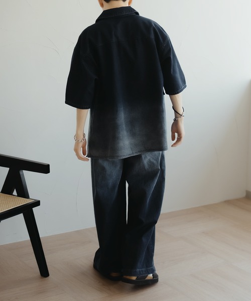 「epnok」 半袖シャツ LARGE インディゴブルー メンズ_画像4