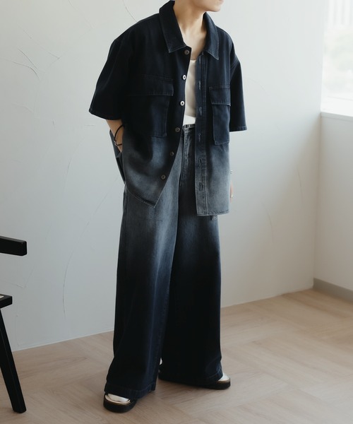 「epnok」 半袖シャツ LARGE インディゴブルー メンズ_画像6