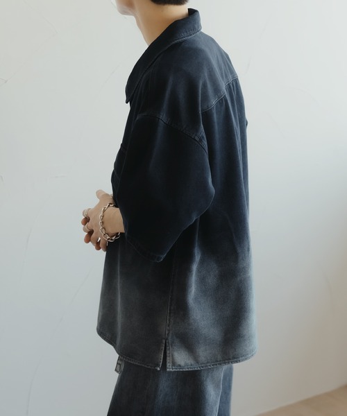 「epnok」 半袖シャツ LARGE インディゴブルー メンズ_画像7