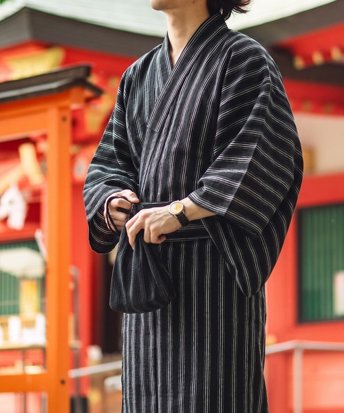 NYLAUS（ナイラス） 甚平 浴衣 「Nylaus」しじら織りワンタッチ帯付き