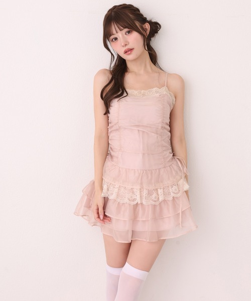 NICE CLAUP ドロストチュニック ピンクベージュ FREE サイズ one after another NICE CLAUP ワンピース 夏 ドロストチュニック