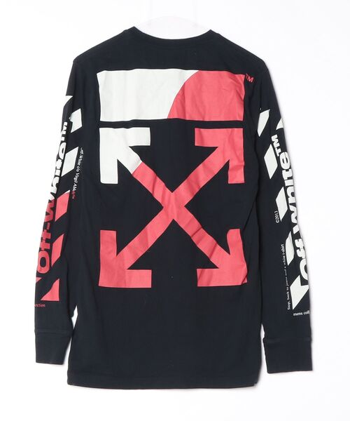 off white（オフホワイト） 長袖Tシャツ M ブラック×レッド メンズ