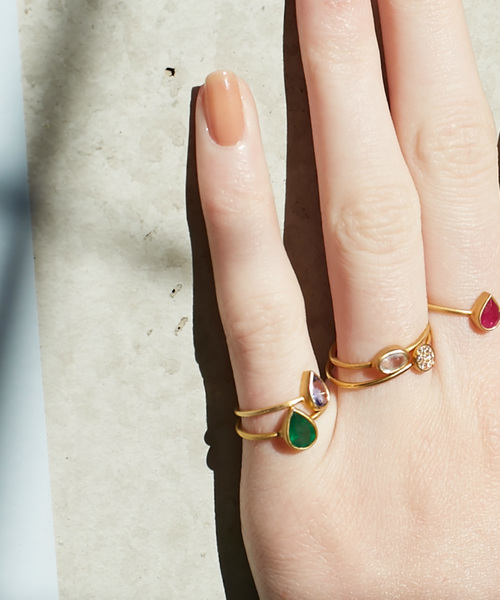 【中古美品】アルティーダウード K10 eden ペアシェイプエメラルドリング 中古美品】アルティーダウード K10 eden ペアシェイプエメラルド