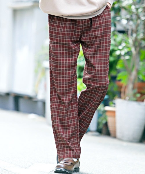 LUXSTYLE（ラグスタイル） パンツ グレンチェックストレッチワイド
