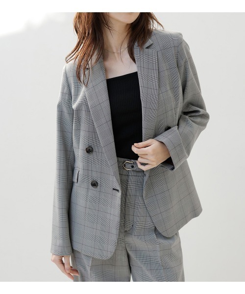スーツ ジャケット ウォッシャブル　ダブルブレストテーラードジャケット レディース