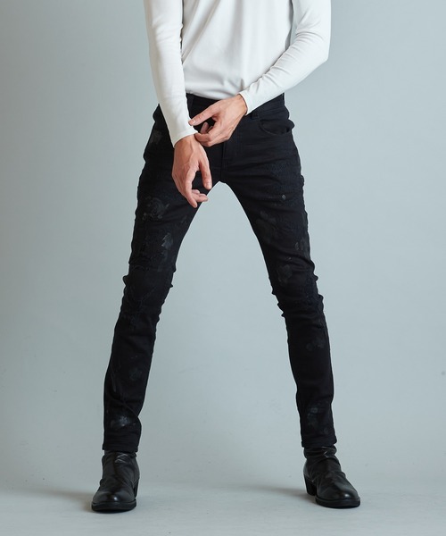 パンツ NOID. destroy black coating skinny denim NO ID.（ノーアイディー） ジーンズ 「NO ID.」Destroy Skinny Denim