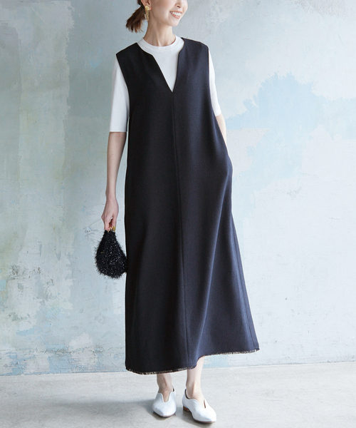 SLOBE IENA ループツイード キーネック ワンピース　スローブイエナ SLOBE IENA ワンピース ループツイードキーネックワンピース