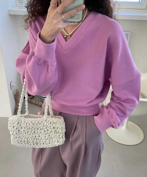 LACーVERT トレーナー スウェット Vネッククロップドスウェット