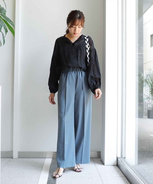 Jines ブラウス シャツ シアーボリューム前後2wayブラウス