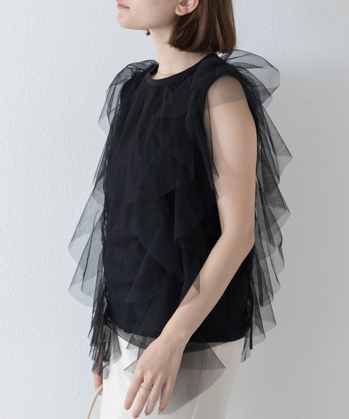 tシャツ Frill sleeve tops　　フリルスリーブトップス レディース HeRIN.CYE | Frill sleeve tops (Tシャツ・カットソー(半袖
