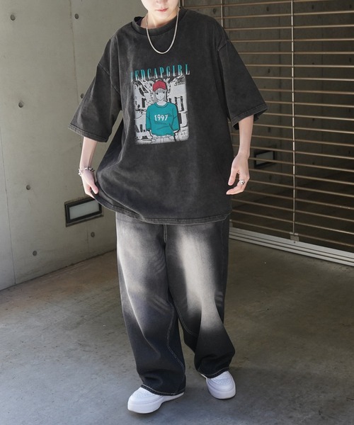 JEEPレトロストリート半袖 Tシャツ レトロ T-Shirtダメージ加工 メンズ ダメージ加工 ビンテージ風 半袖Tシャツ 男女兼用