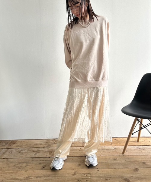 Kotoe スカート シースルー ロングレーススカート シアー