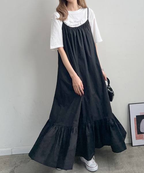 Futier Land ワンピース 裾フレアギャザーキャミワンピース